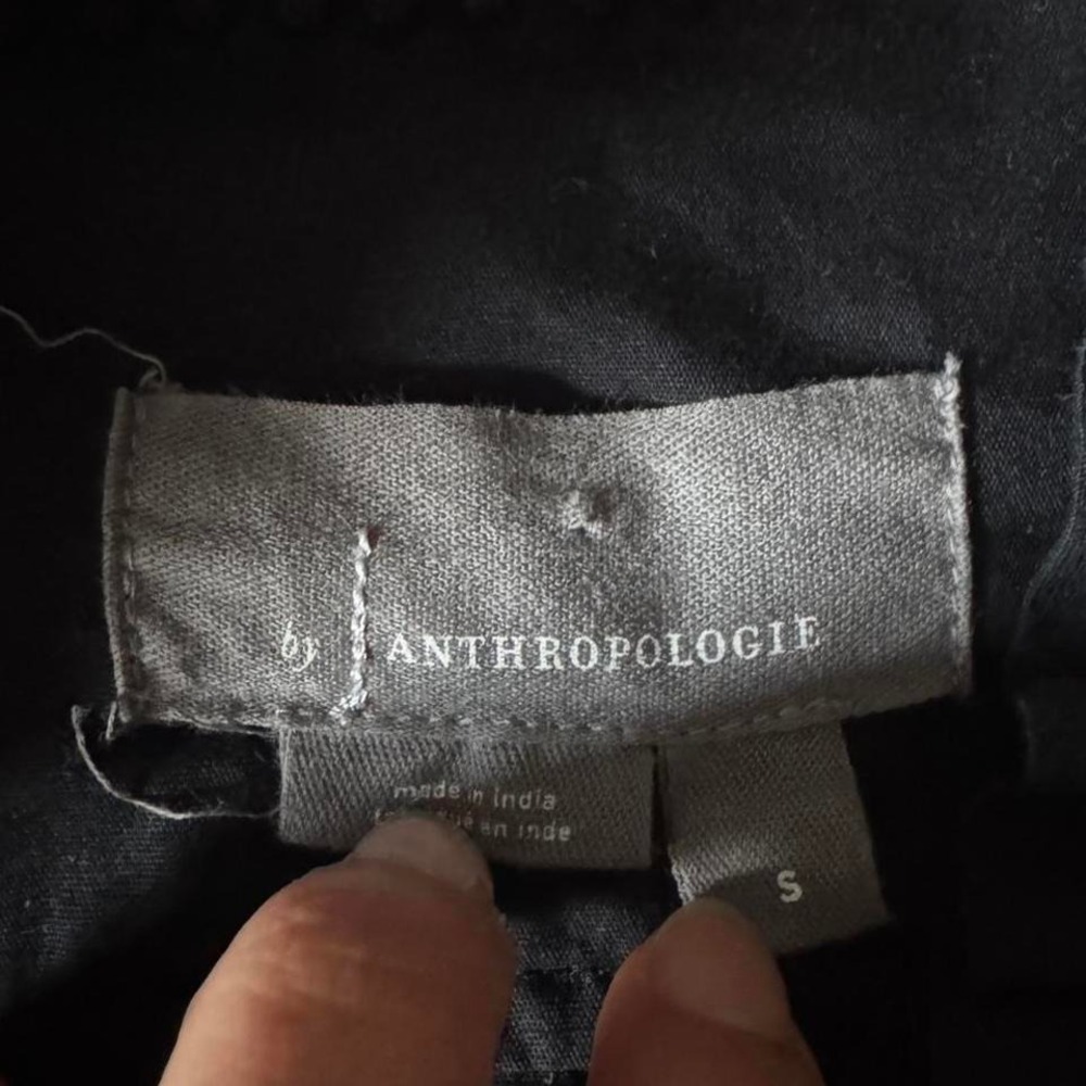 Anthropologie‎ Black Lace Eyelit Long Sleeve Button Down Collared Shirt Size S - Picture 6 of 8